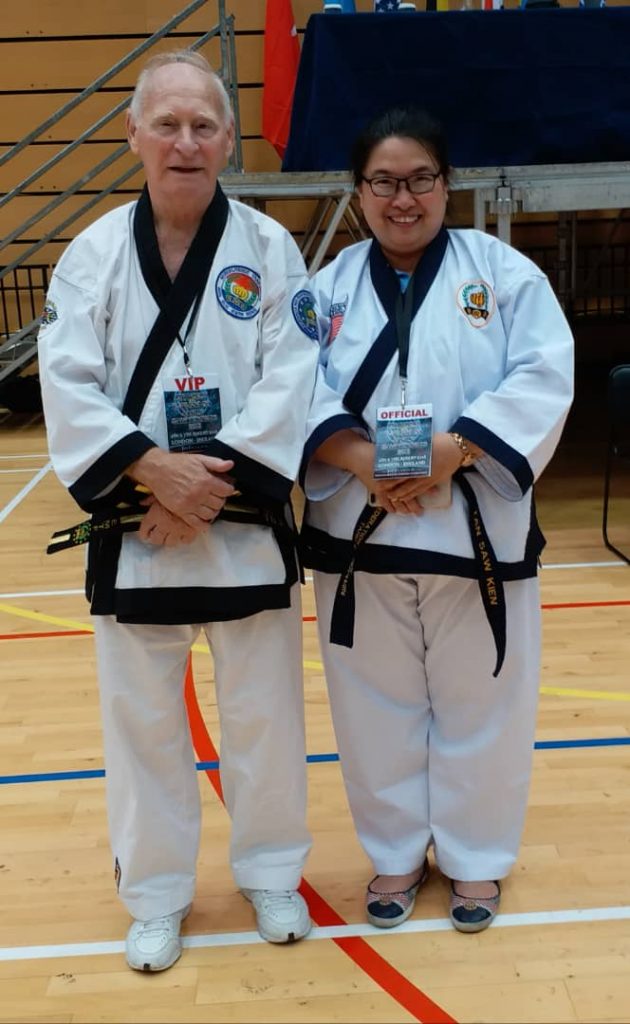 With the late founder of WORLDWIDE TANG SOO DO FAMILY (WWTF), Kjn TH P Salm from Netherlands during the London World Championship